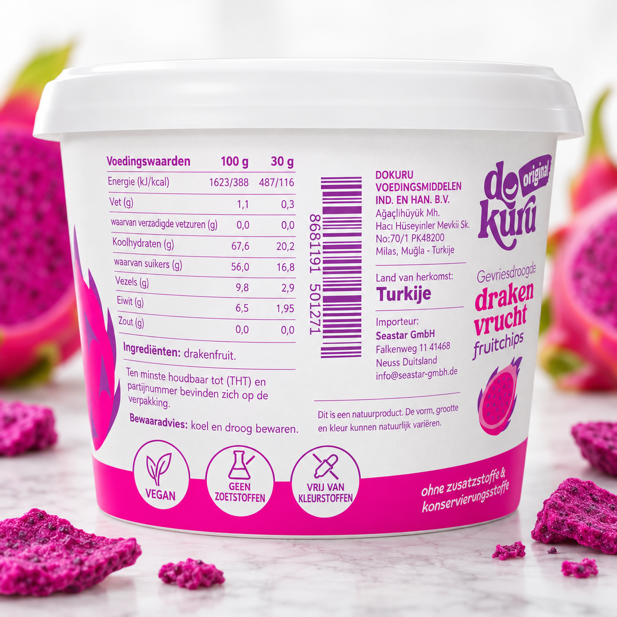 Dokuru Original Drakenfruit – Gevriesdroogde Fruit Chips