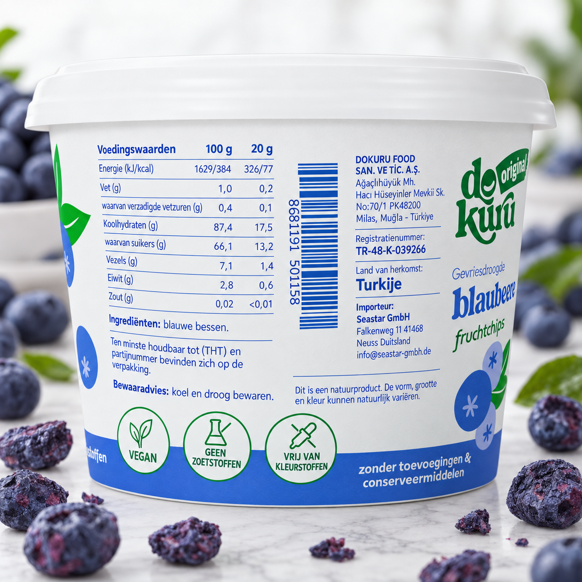 Dokuru Original Bosbes – Gevriesdroogde Fruit Chips